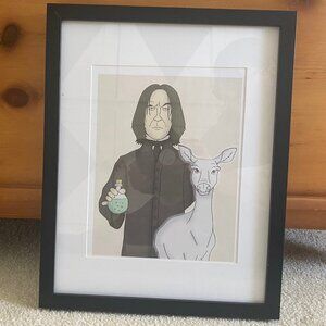 LIKE NEW! Etsy Framed Harry Potter Severus Snape & Doe Patronus Artwork